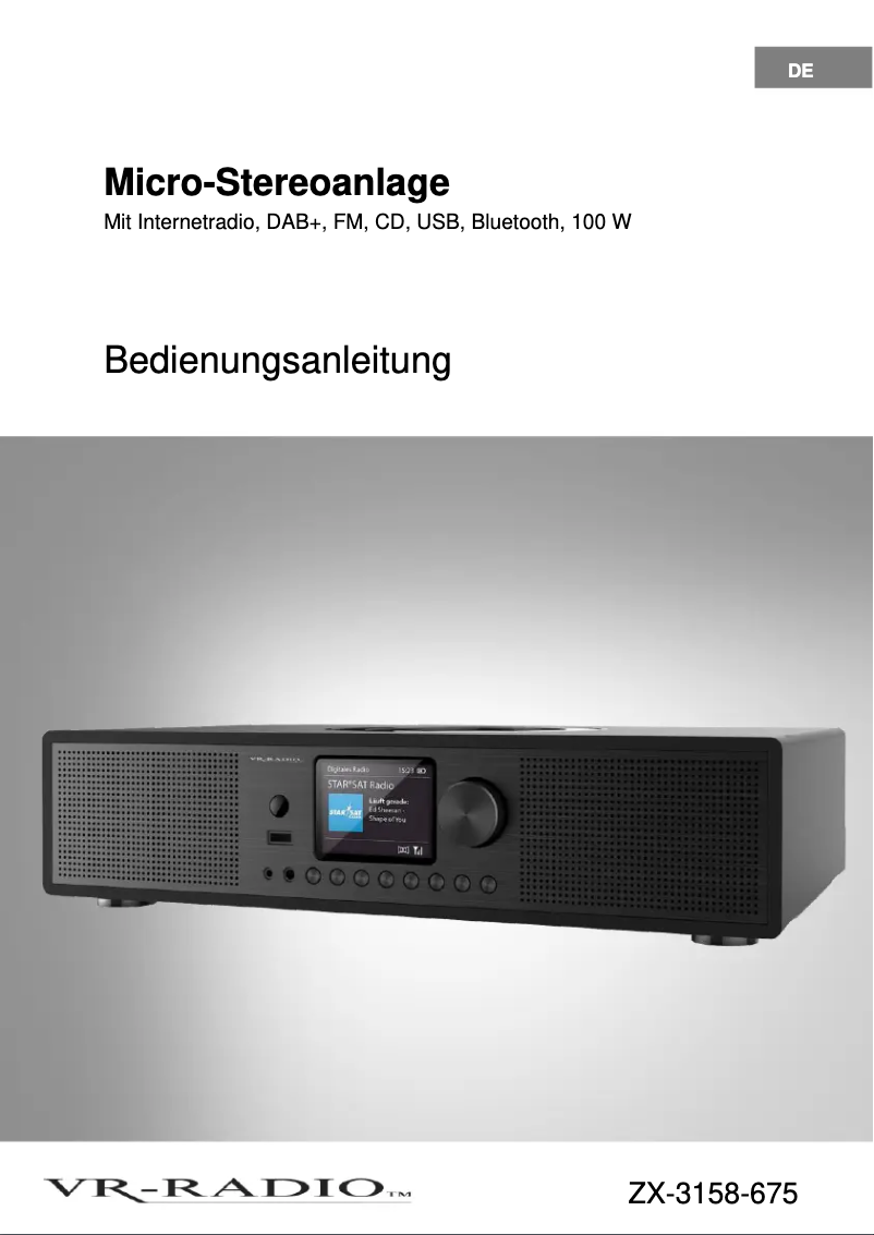 Page n°1 - Manuel utilisateur VR-Radio ZX-3158