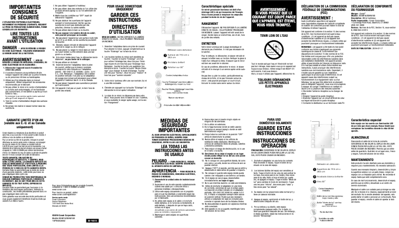 Page 1 de la notice Manuel utilisateur Conair BEHW18