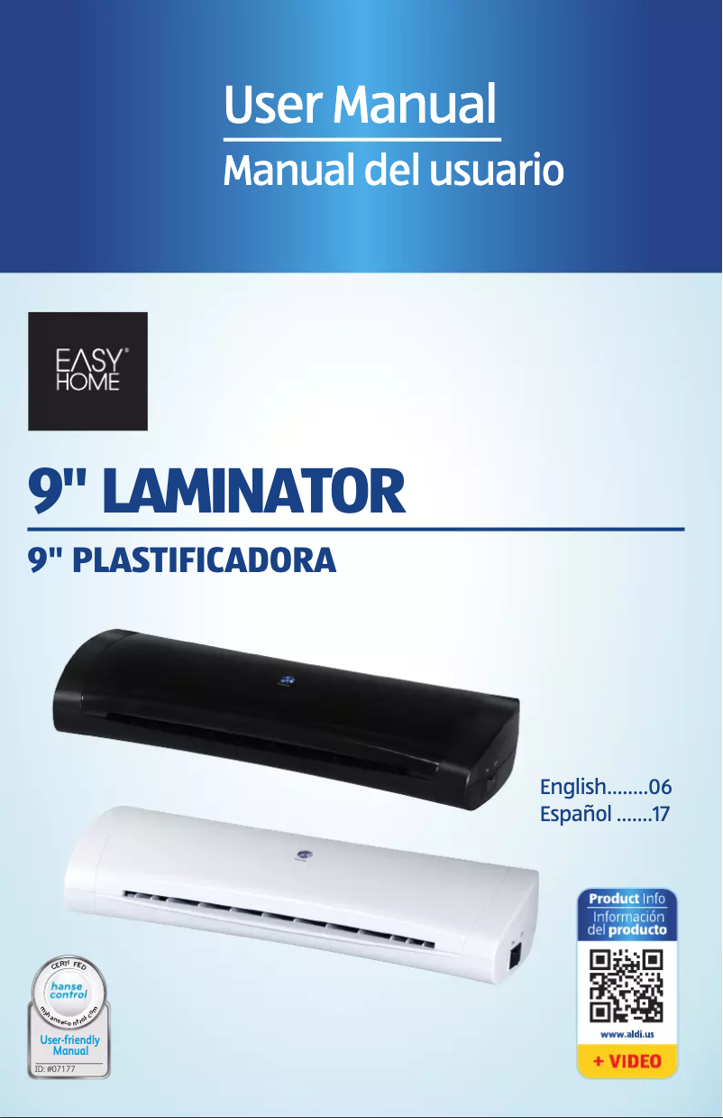 Image de la première page du manuel de l'appareil 9'' Laminator OL 250-L