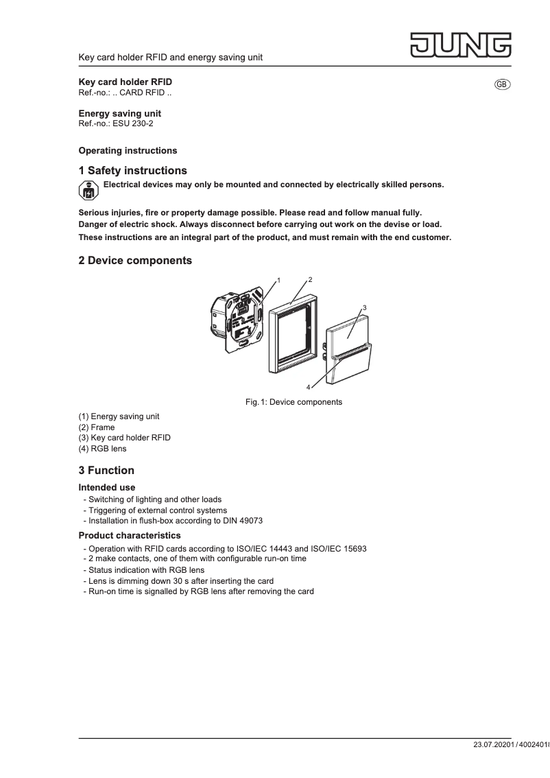 Image de la première page du manuel de l'appareil ESU230-2