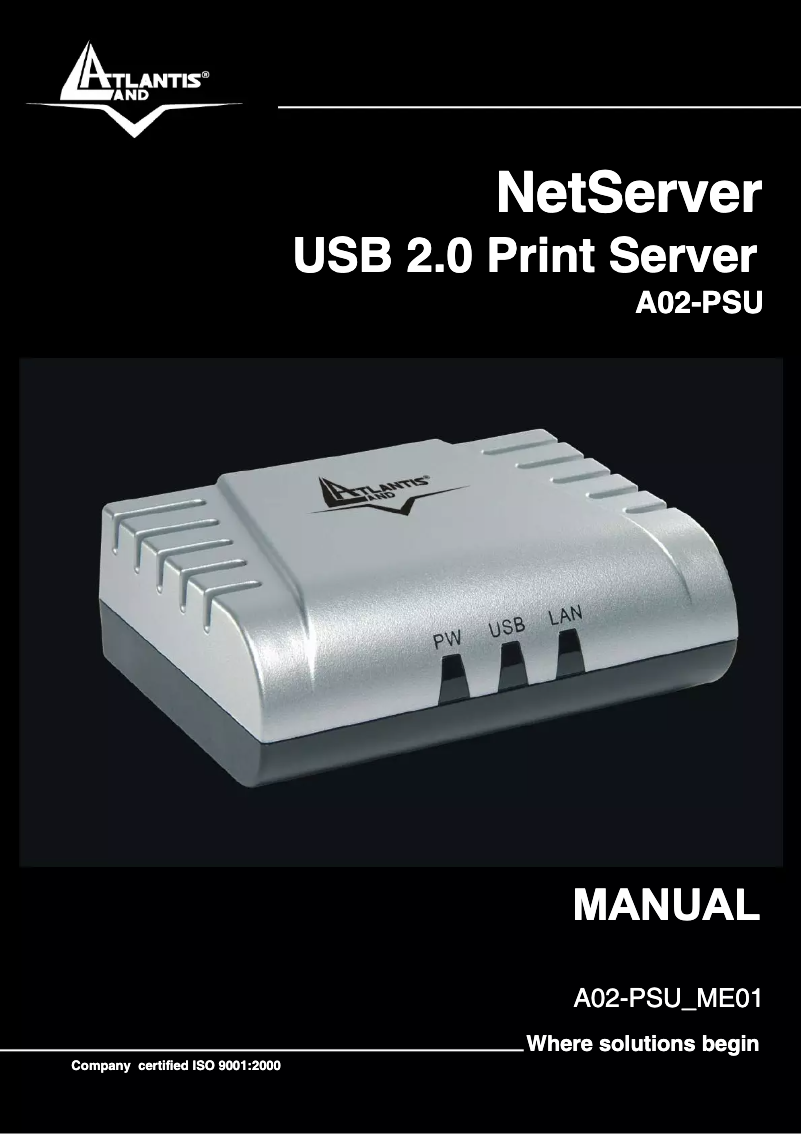 Image de la première page du manuel de l'appareil NetServer