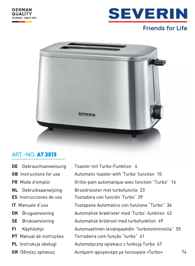Page n°1 - Manuel utilisateur Severin AT 2513