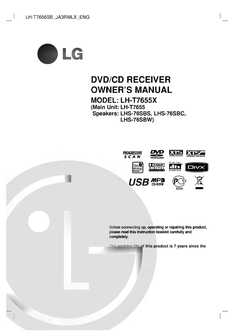 Image de la première page du manuel de l'appareil LH-T7655X
