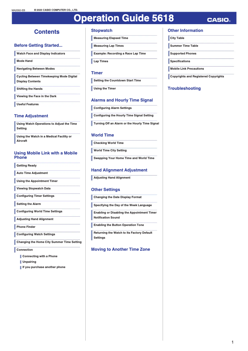 Page 1 de la notice Manuel utilisateur Casio Edifice ECB-10P-1AEF