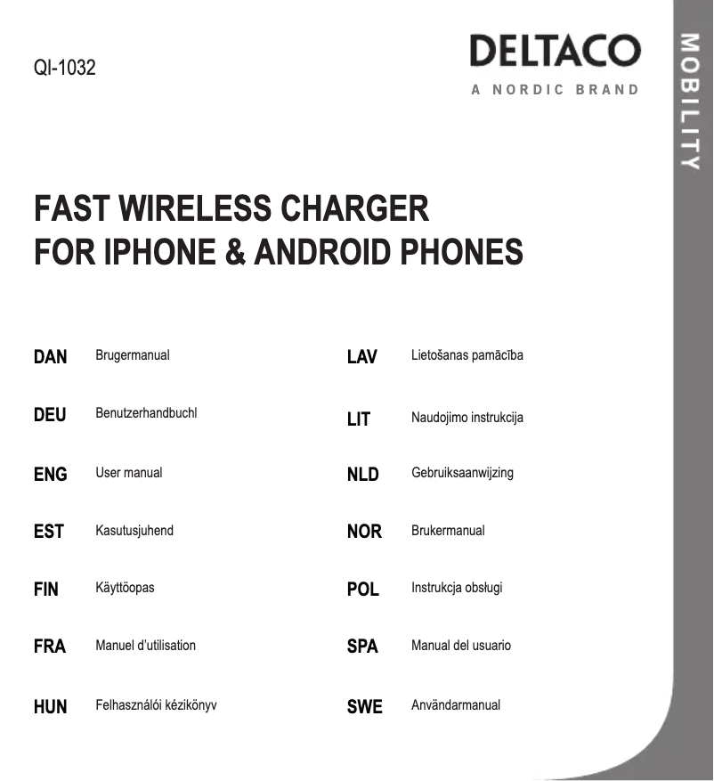 Página 1 del manual Manual de usuario Deltaco QI-1032