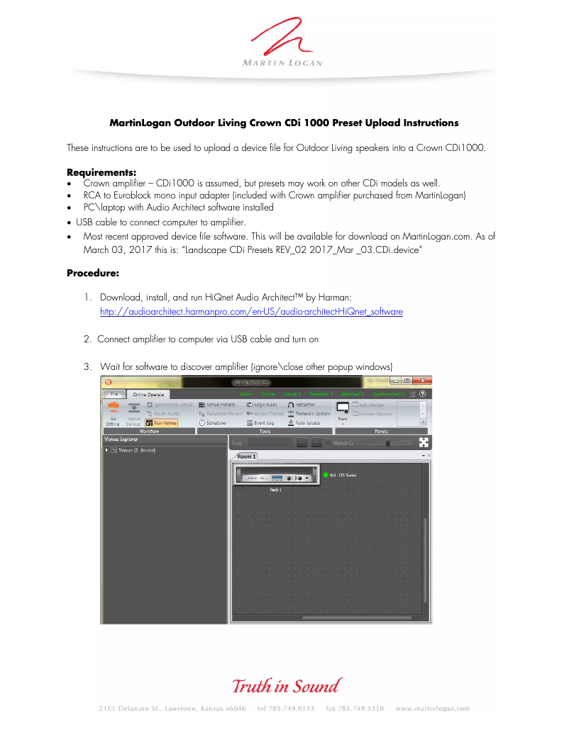 Page 1 de la notice Guide d'installation Martin Logan ODSUB120