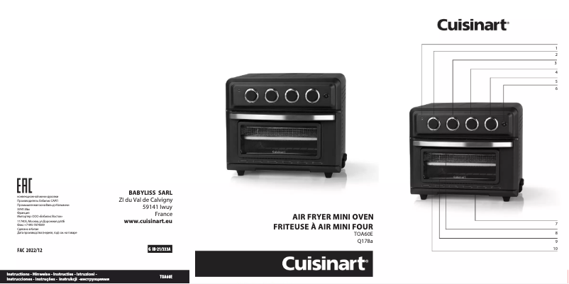 Page n°1 - Manuel utilisateur Cuisinart AirFryer TOA-60