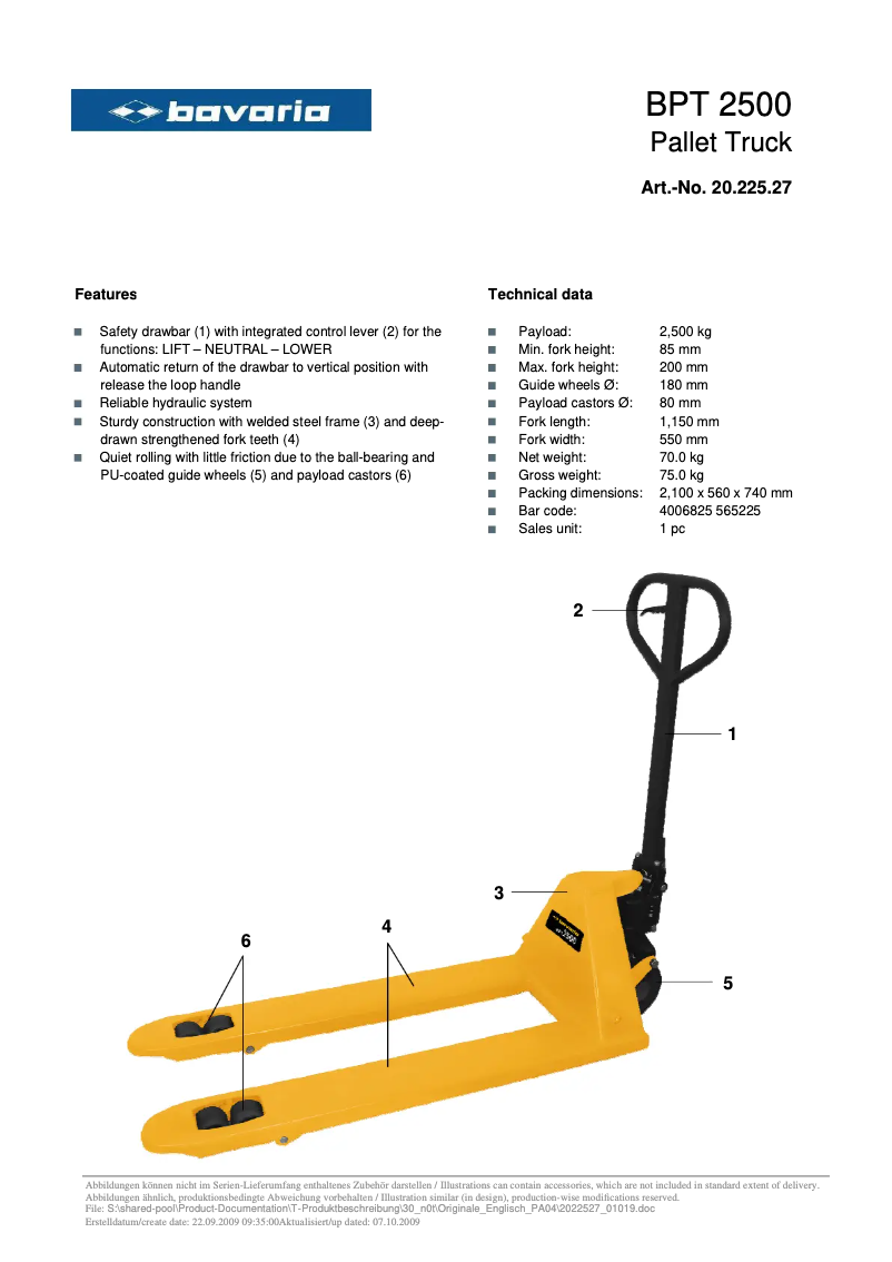 Page n°1 - Manuel utilisateur Bavaria BPT 2500