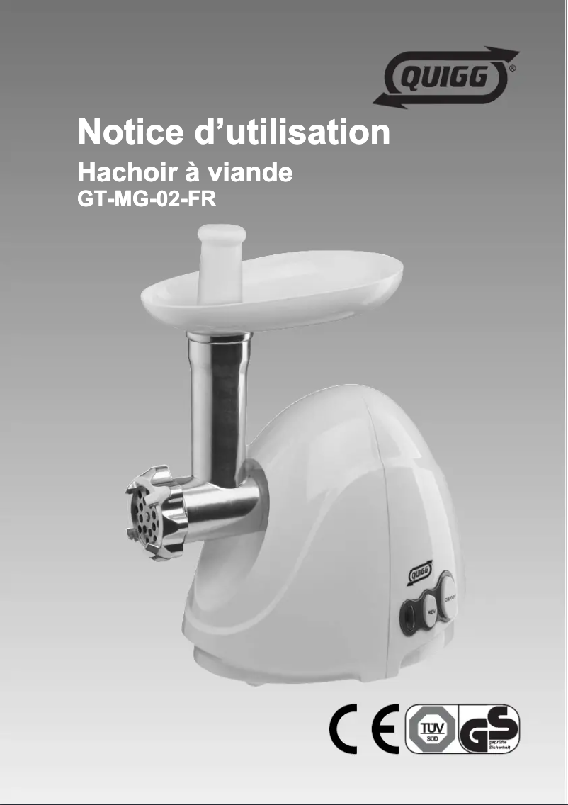 Page 1 de la notice Manuel utilisateur Quigg GT-MG-02-FR