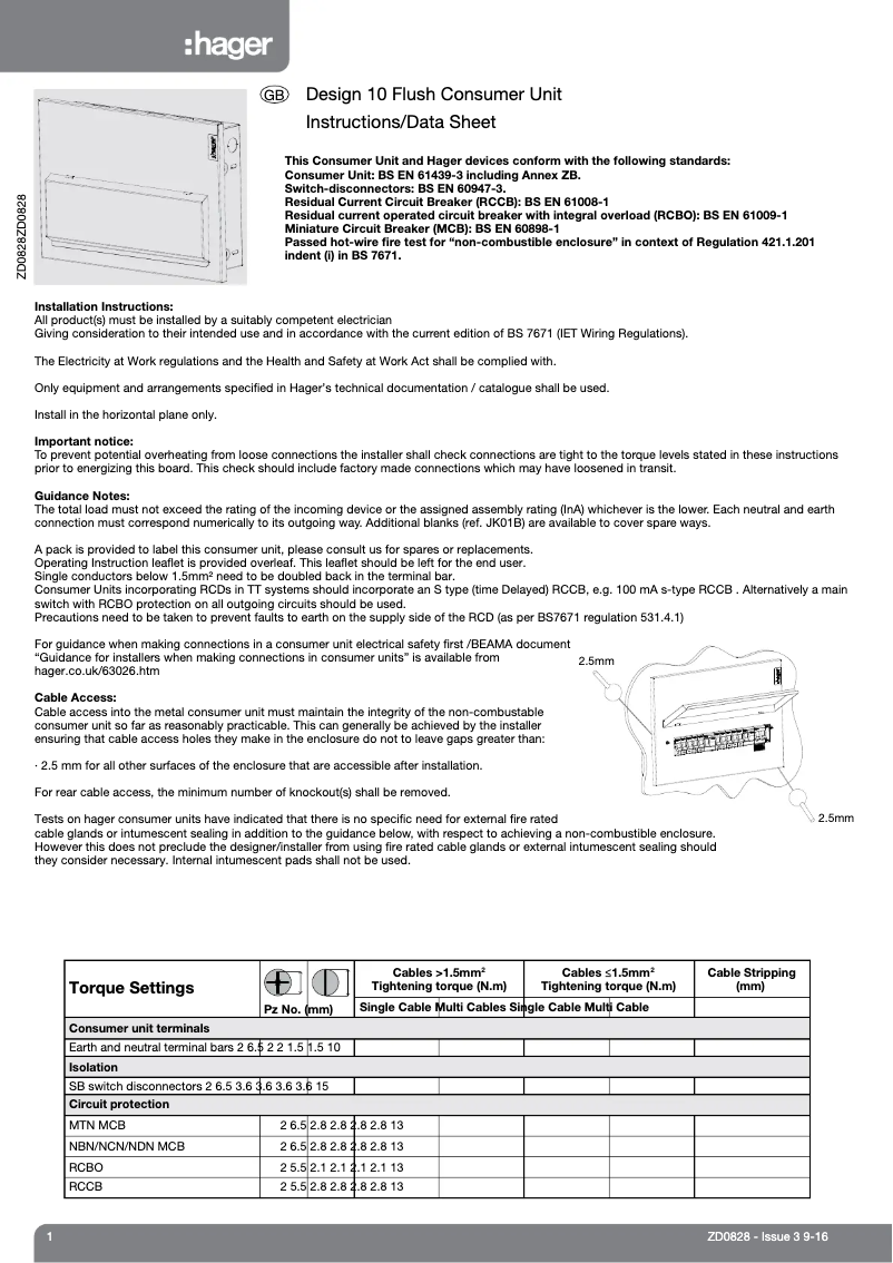 Page 1 de la notice Manuel utilisateur Hager VMLF120