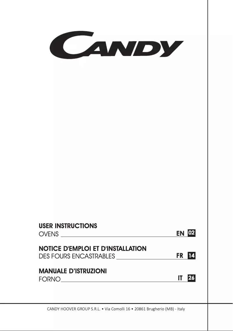Page 1 de la notice Manuel utilisateur Candy FCS502XE/E