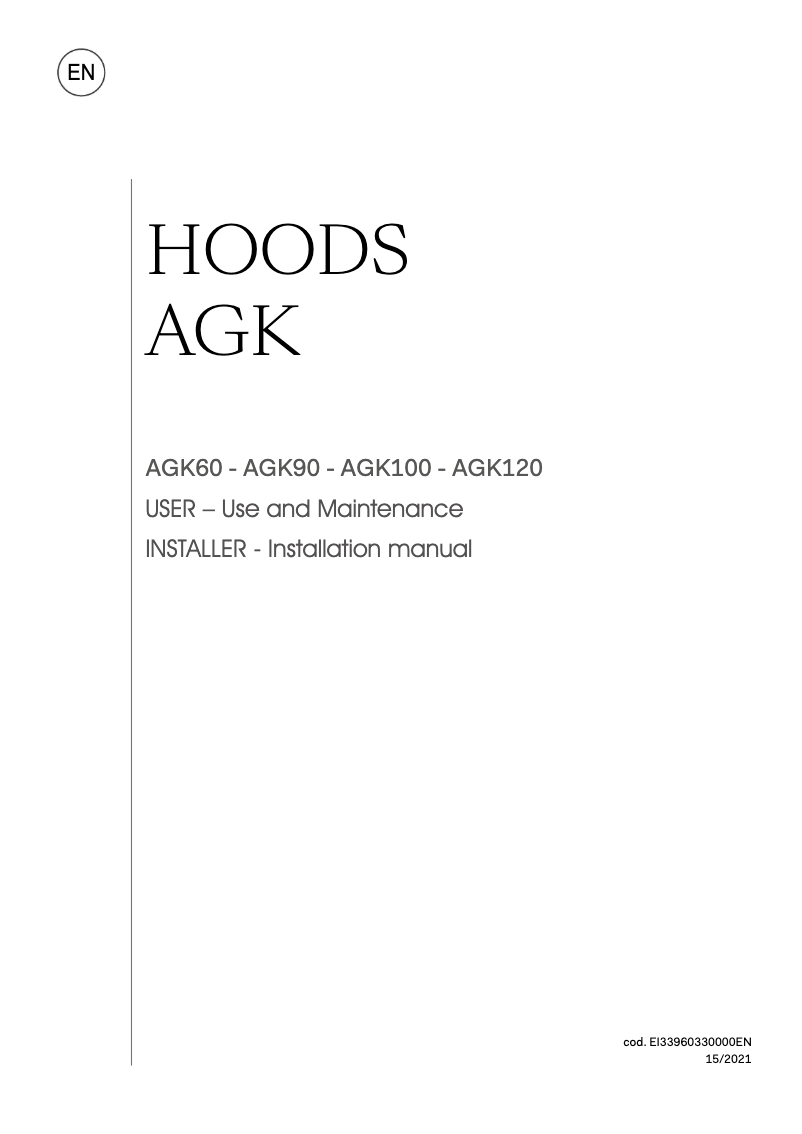 Page n°1 - Manuel utilisateur Ilve AGK90