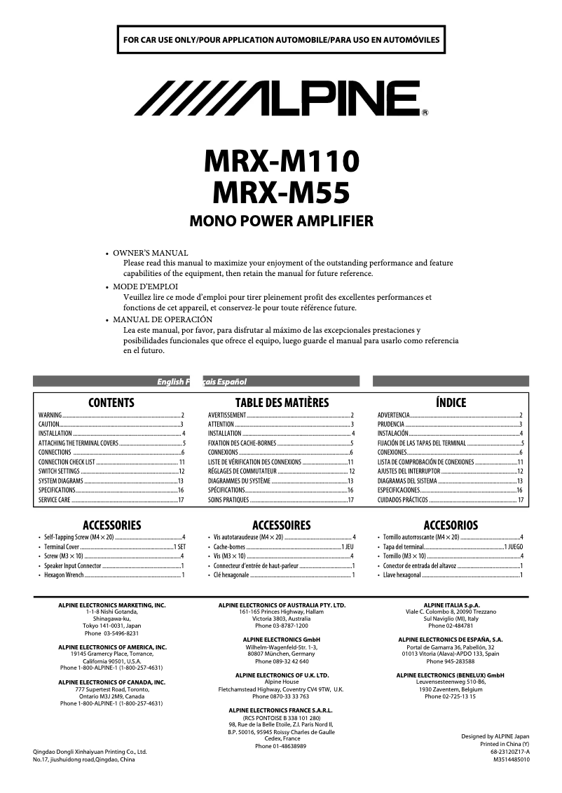 Page 1 de la notice Manuel utilisateur Alpine MRX-M110