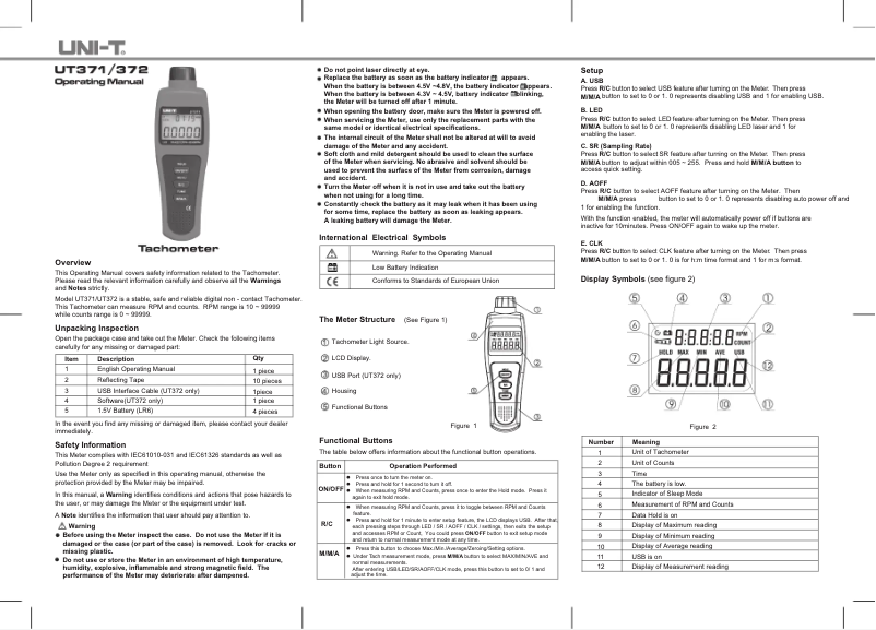 Page 1 de la notice Manuel utilisateur Uni-T UT372