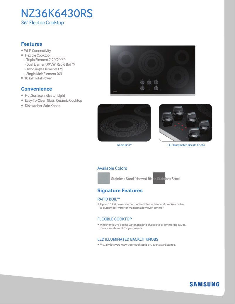 Page n°1 - Fiche technique Samsung NZ36K7570RS