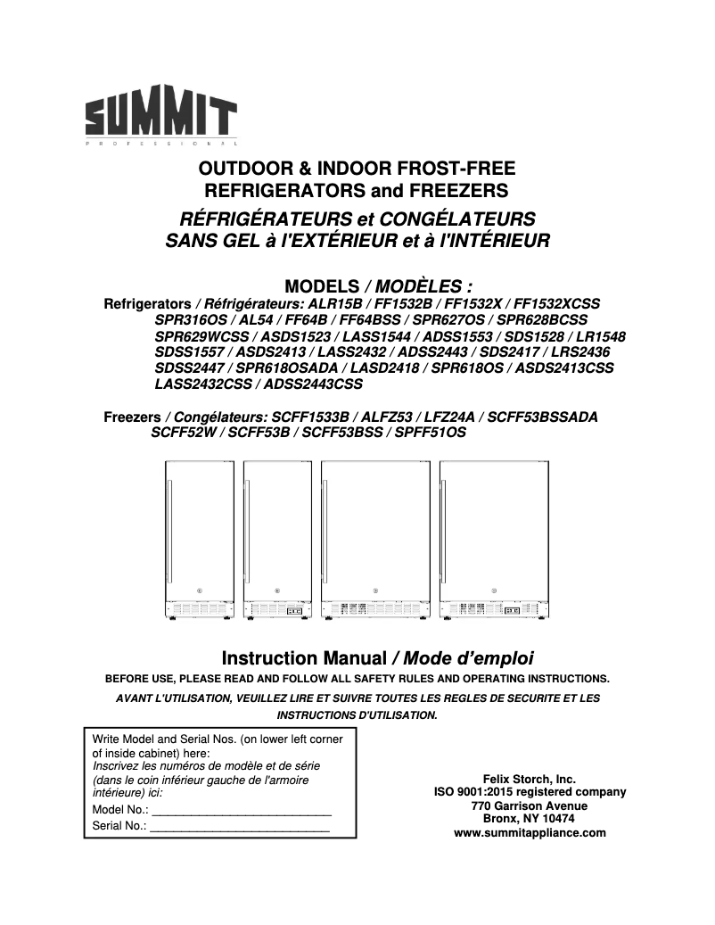 Page n°1 - Manuel utilisateur Summit SPR618OSADA