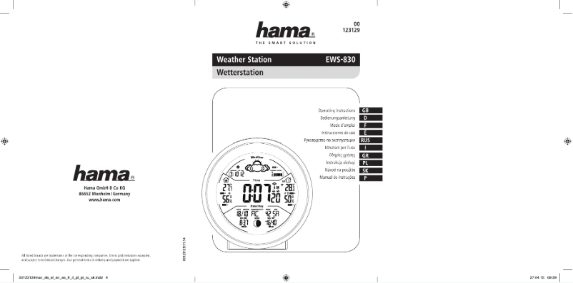 Image de la première page du manuel de l'appareil EWS-830