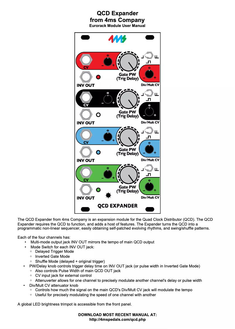 Image de la première page du manuel de l'appareil QCD Expander Company