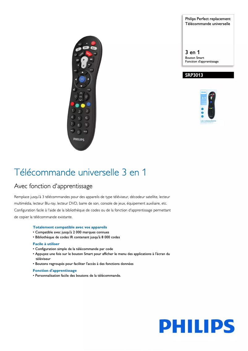 Page n°1 - Fiche technique Philips SRP3013