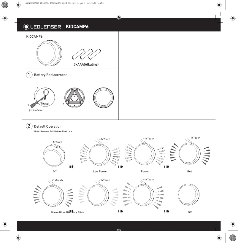 Image de la première page du manuel de l'appareil KIDCAMP6
