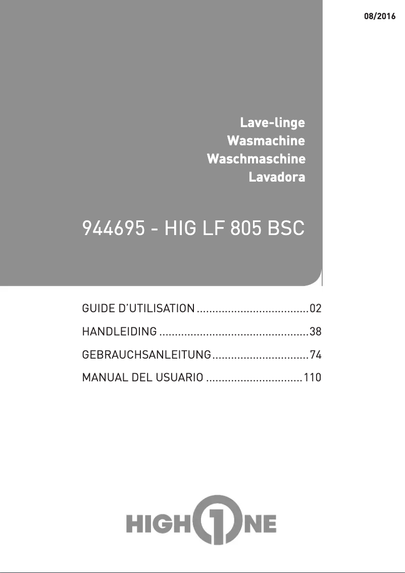 Image de la première page du manuel de l'appareil HIG LF805BSC