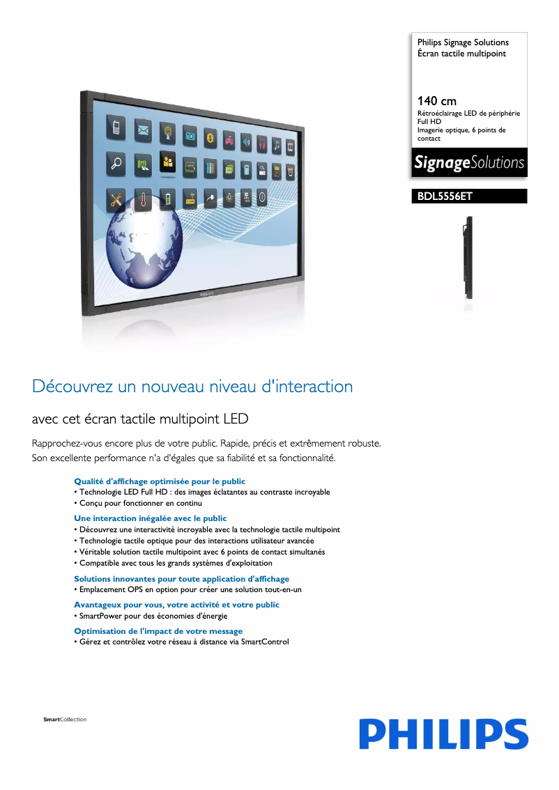 Page 1 de la notice Fiche technique Philips BDL5556ET