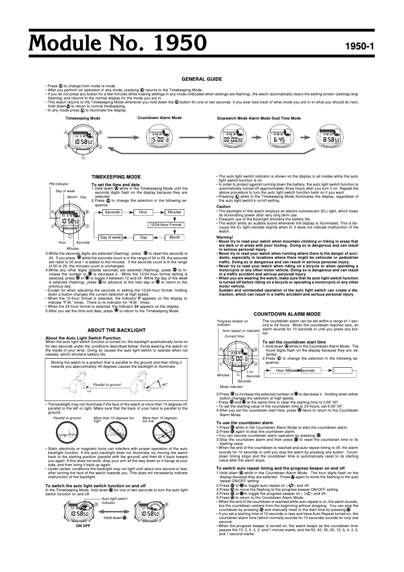Page n°1 - Manuel utilisateur Casio 1950