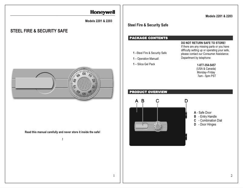 Page n°1 - Manuel utilisateur Honeywell 2201