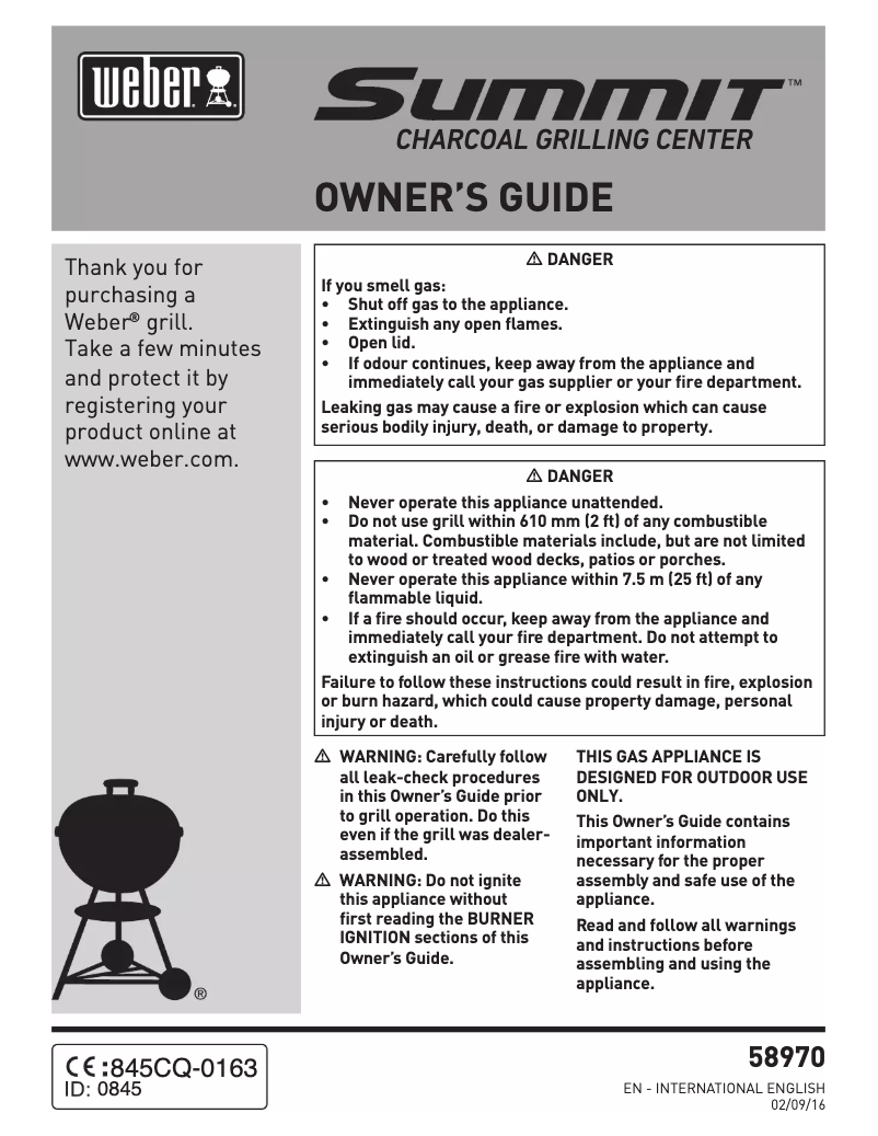 Image de la première page du manuel de l'appareil Summit Charcoal