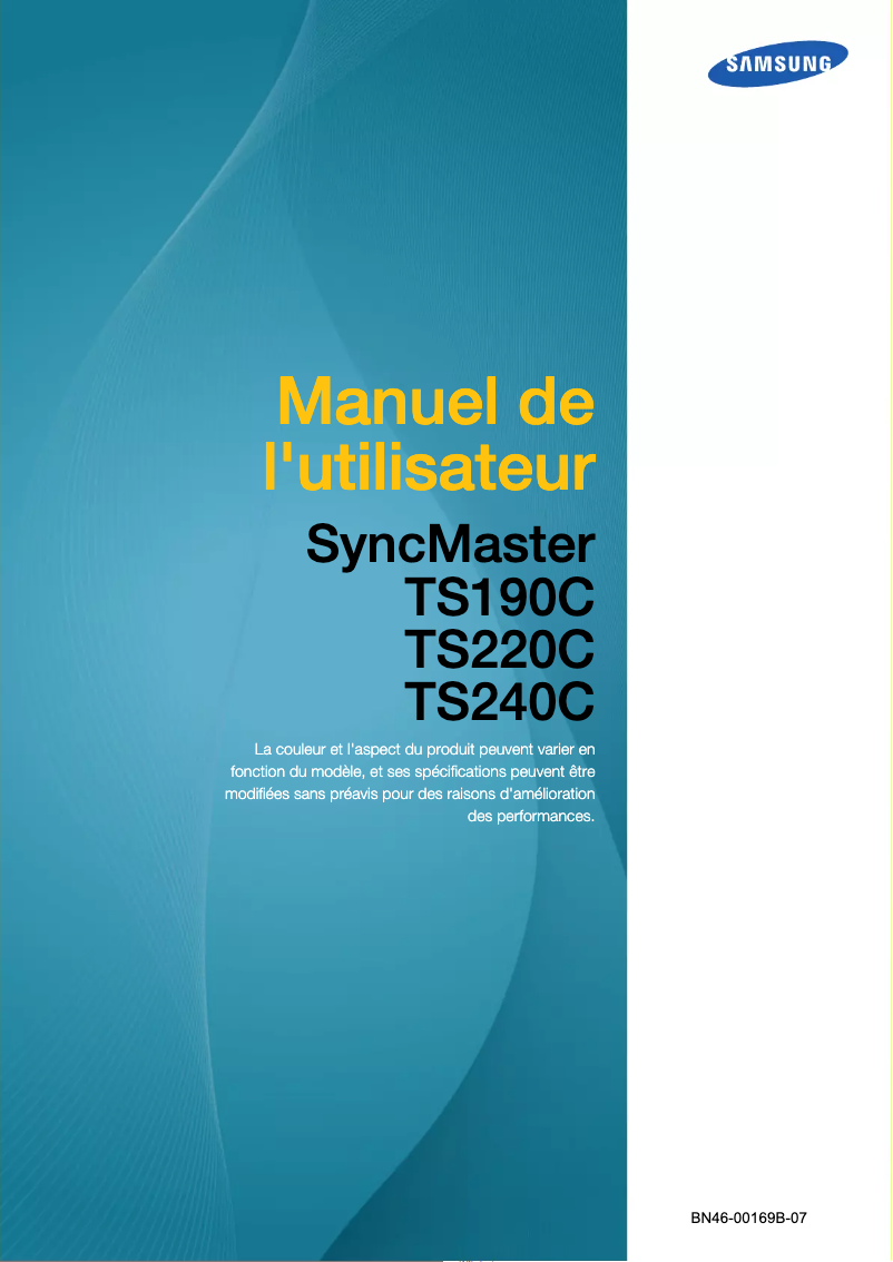 Page 1 de la notice Manuel utilisateur Samsung SyncMaster TS190C