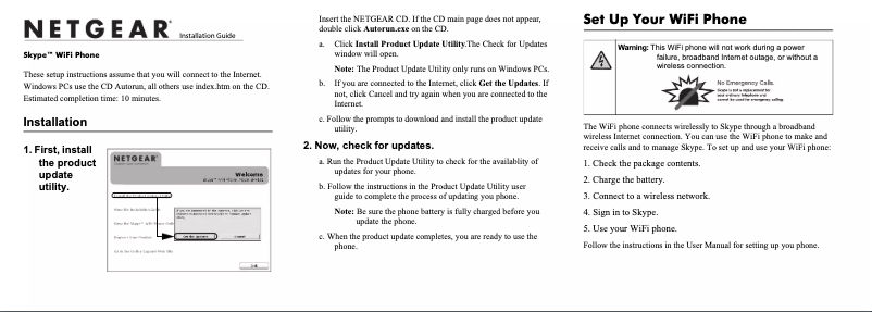 Page 1 de la notice Guide d'installation Netgear SPH101