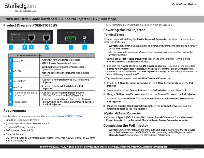 Image de la première page du manuel de l'appareil POEINJ1G90W