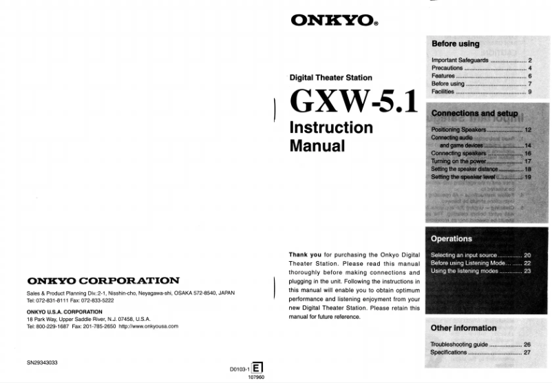 Image de la première page du manuel de l'appareil GXW-5.1