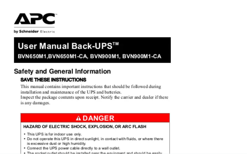 Page 1 de la notice Manuel utilisateur APC Back-UPS BVN650M1