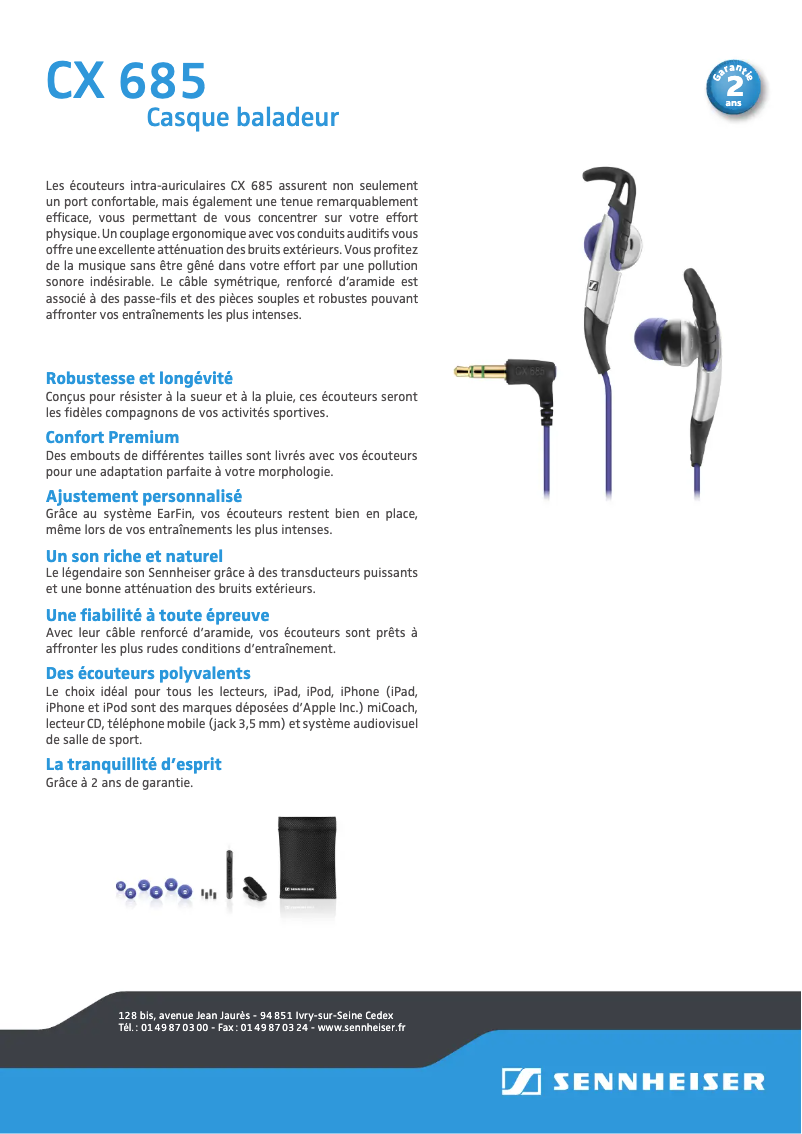 Página 1 del manual Ficha técnica Sennheiser CX 685 Sports