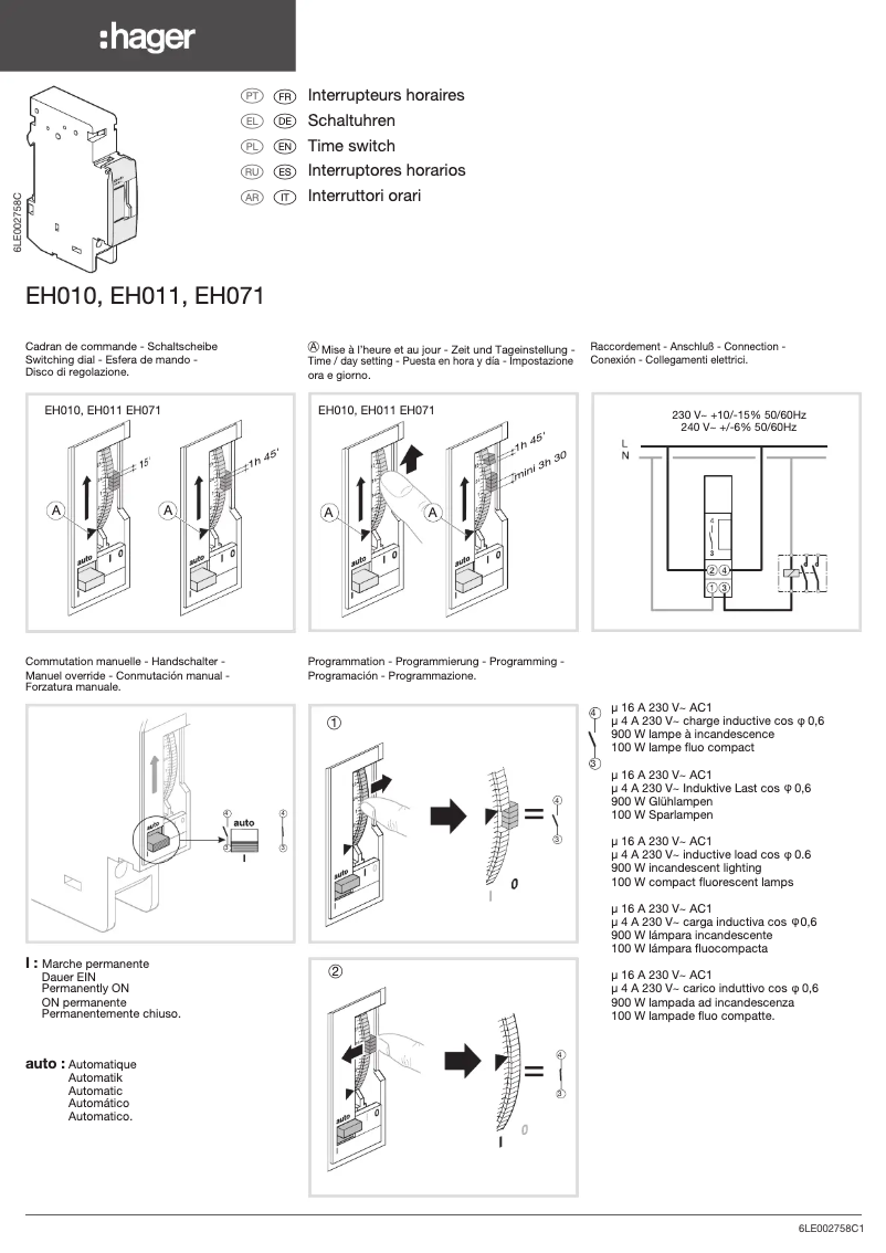 Page n°1 - Manuel utilisateur Hager EH010