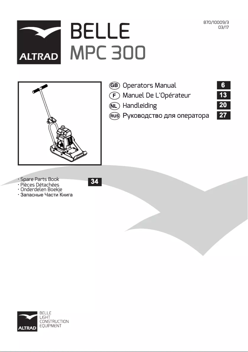 Page 1 de la notice Manuel utilisateur Altrad BELLE MPC 300