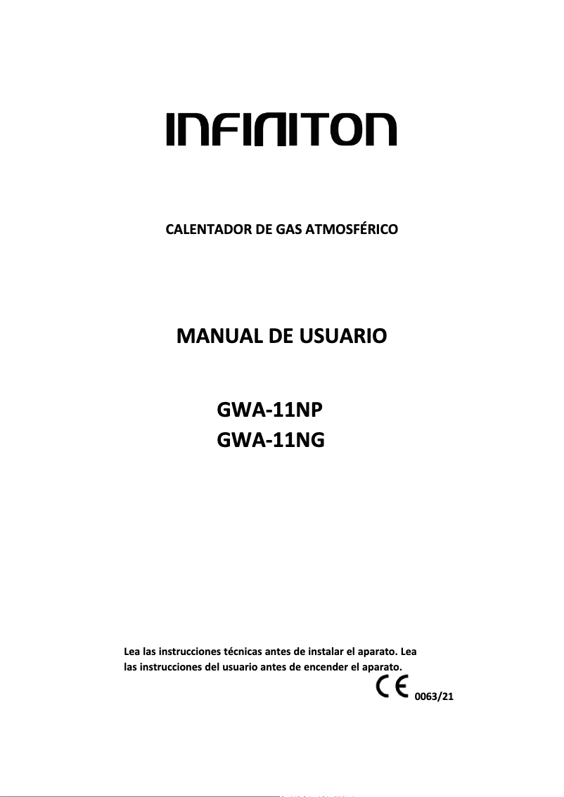 Page 1 de la notice Manuel utilisateur Infiniton GWA-11NP