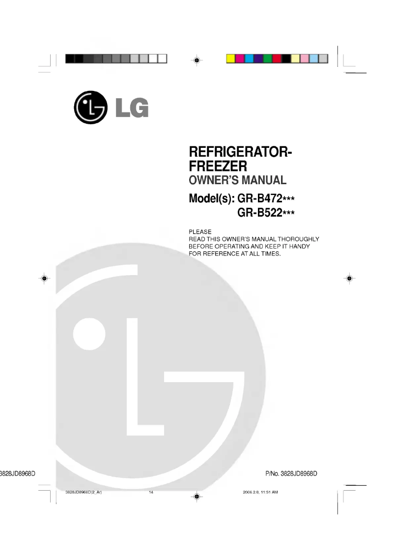 Page n°1 - Manuel utilisateur LG GR-B522Q