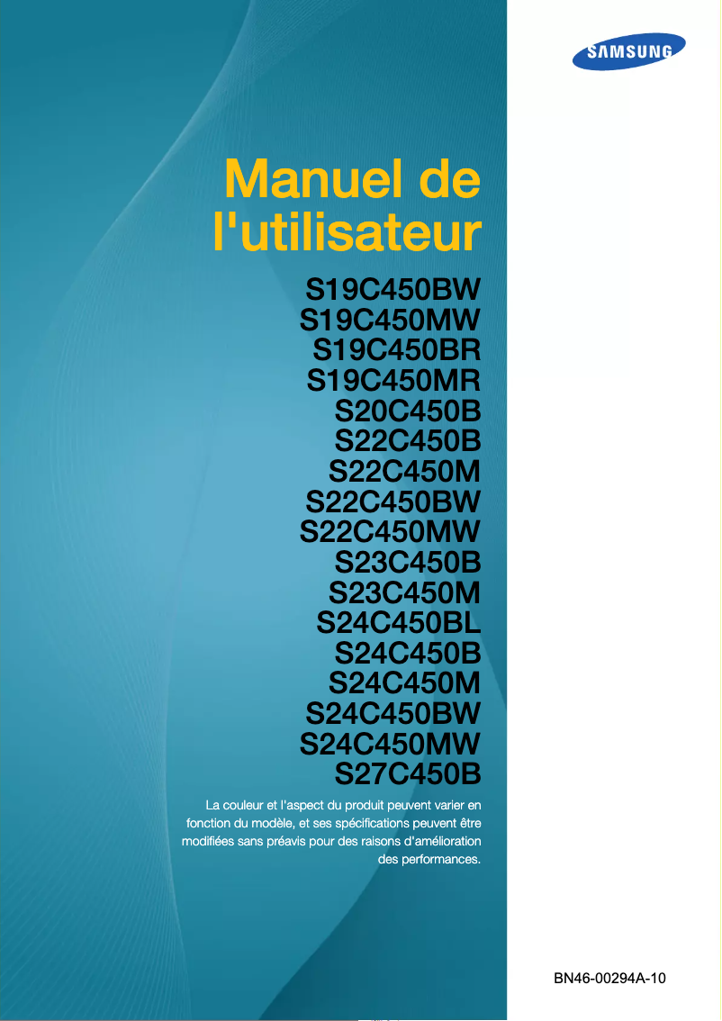 Page 1 de la notice Manuel utilisateur Samsung S24C450BL