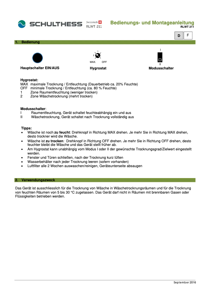 Image de la première page du manuel de l'appareil Ventus 211