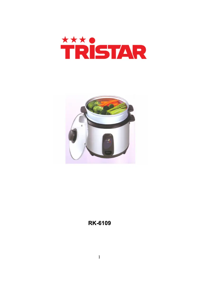 Page 1 of the manual User Manual TriStar RK-6109