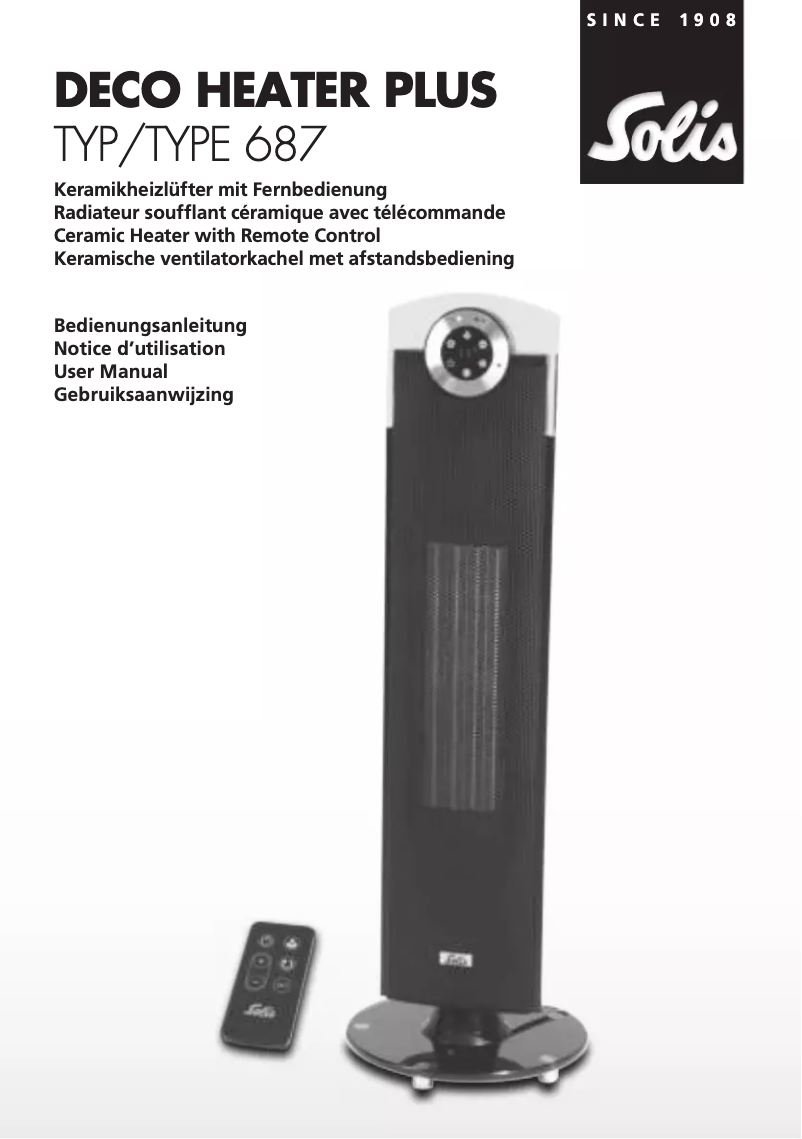 Page 1 de la notice Manuel utilisateur Solis Deco Heater Plus 687