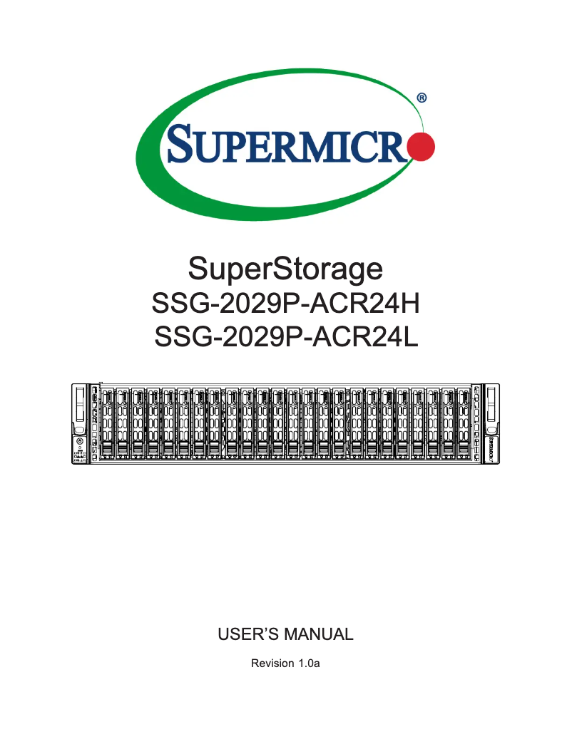 Image de la première page du manuel de l'appareil SuperStorage 2029P-ACR24H