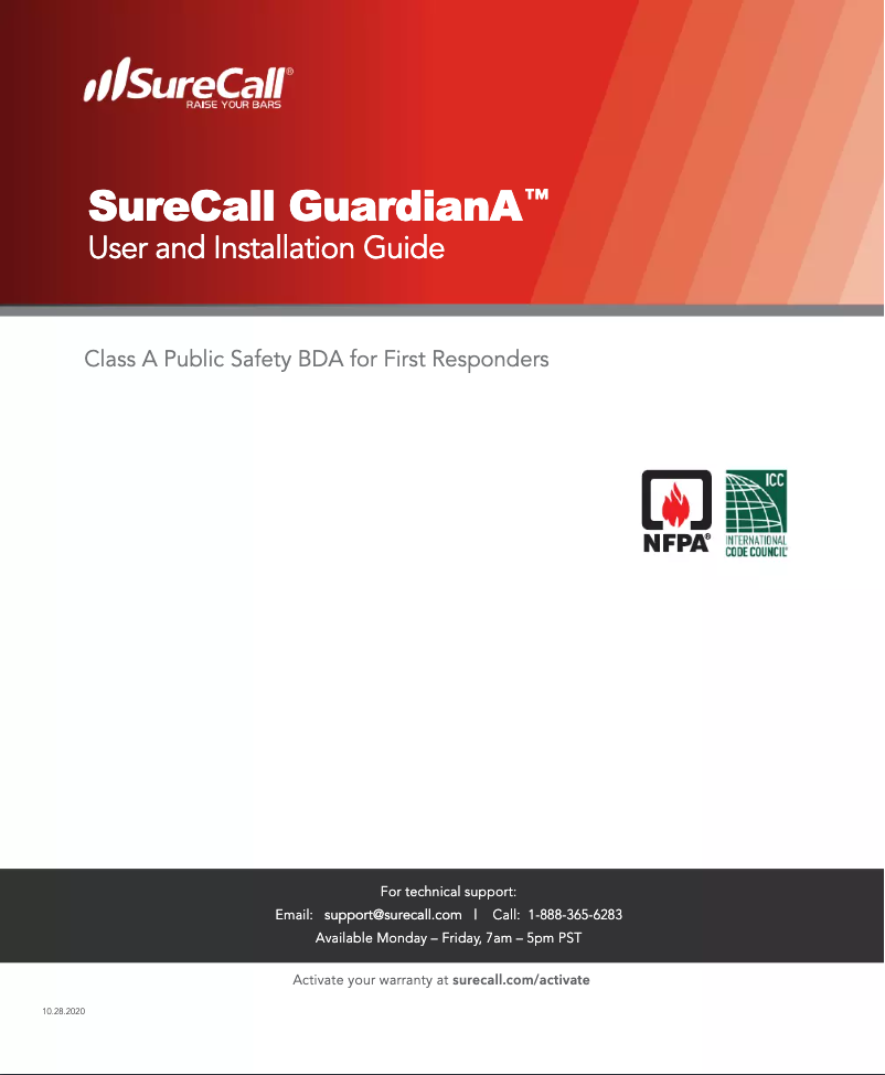 Page 1 de la notice Manuel utilisateur SureCall Guardian QR700