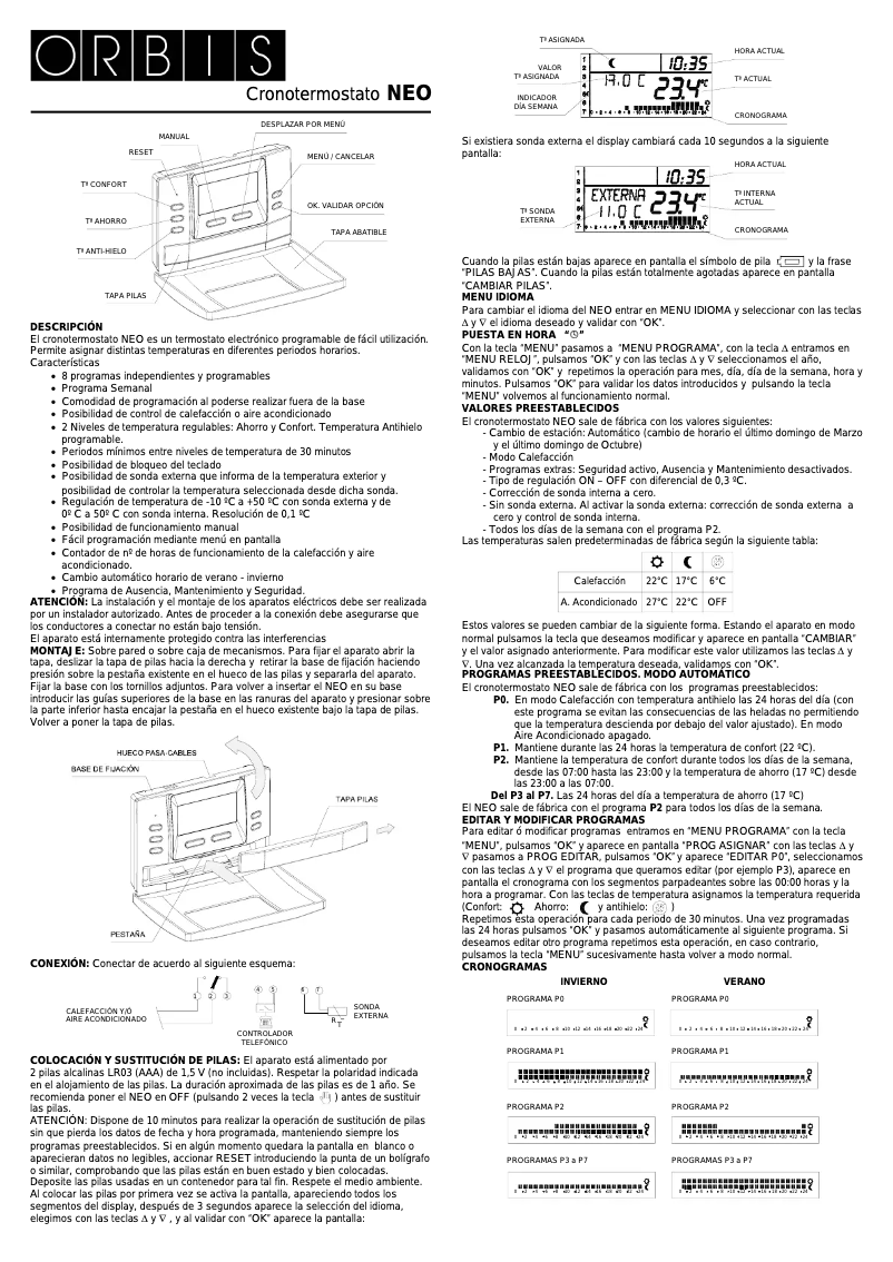 Imagen de la primera página del manual del dispositivo Neo
