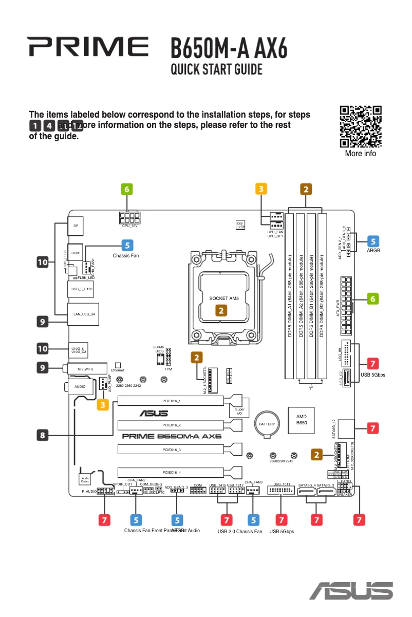 Imagen de la primera página del manual del dispositivo PRIME B650M-A-CSM