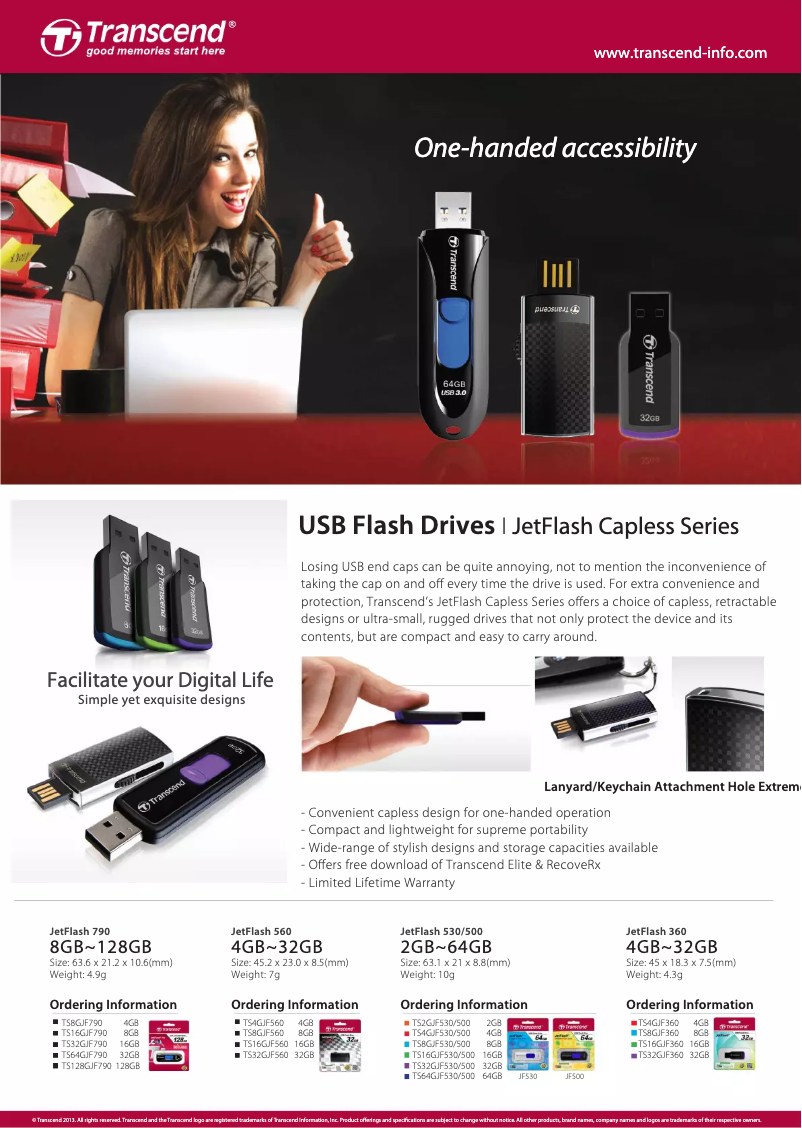 Página 1 del manual Folleto Transcend JetFlash 790