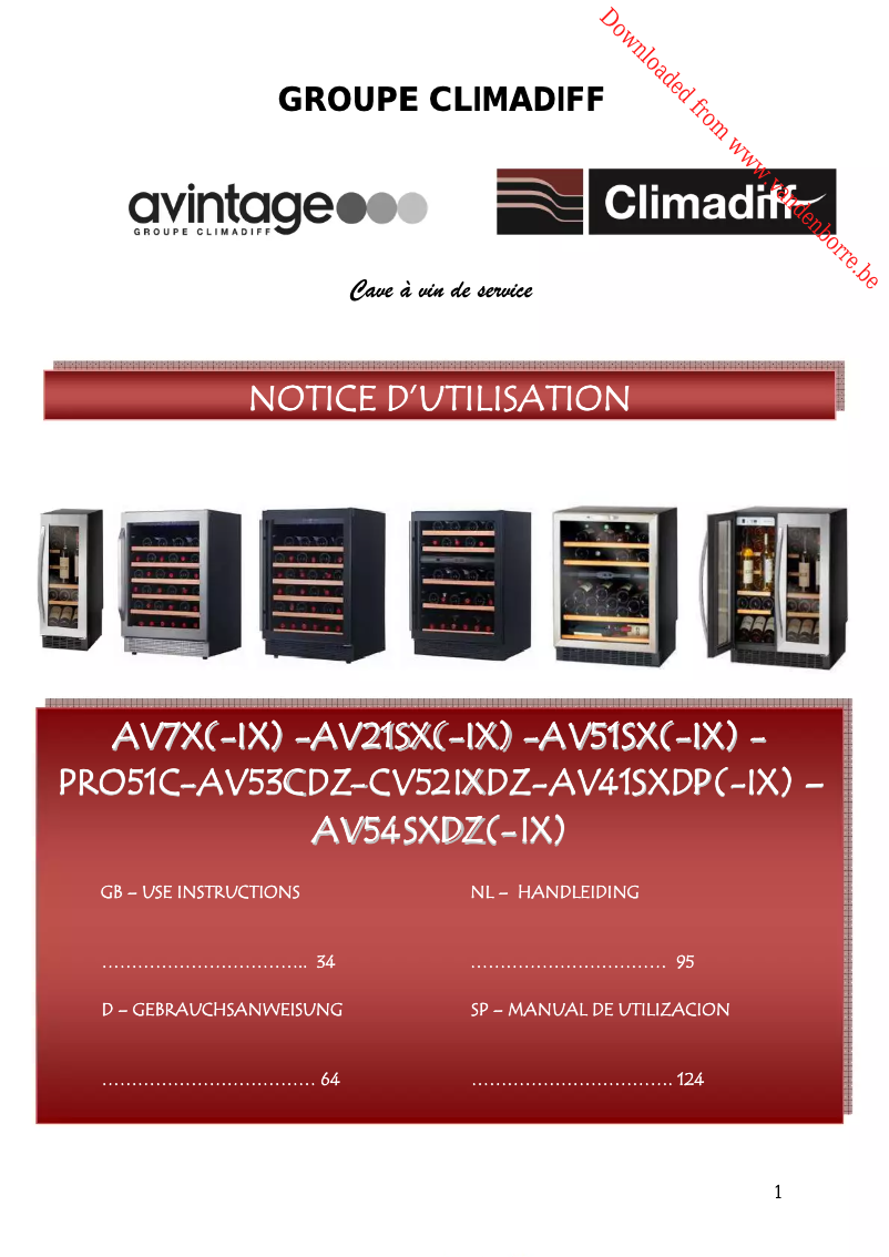 Page 1 de la notice Manuel utilisateur Climadiff CV52IXDZ