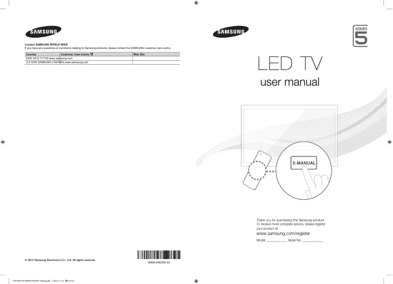 Page 1 de la notice Manuel utilisateur Samsung UE46F5500AK